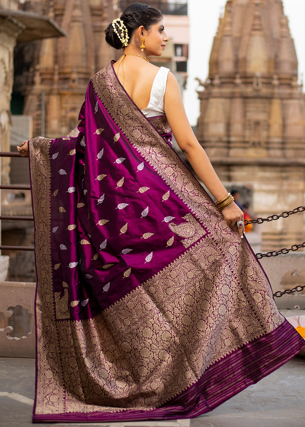 MySilkLove Tyrian Purple Hand Woven Katan Pure Silk Saree