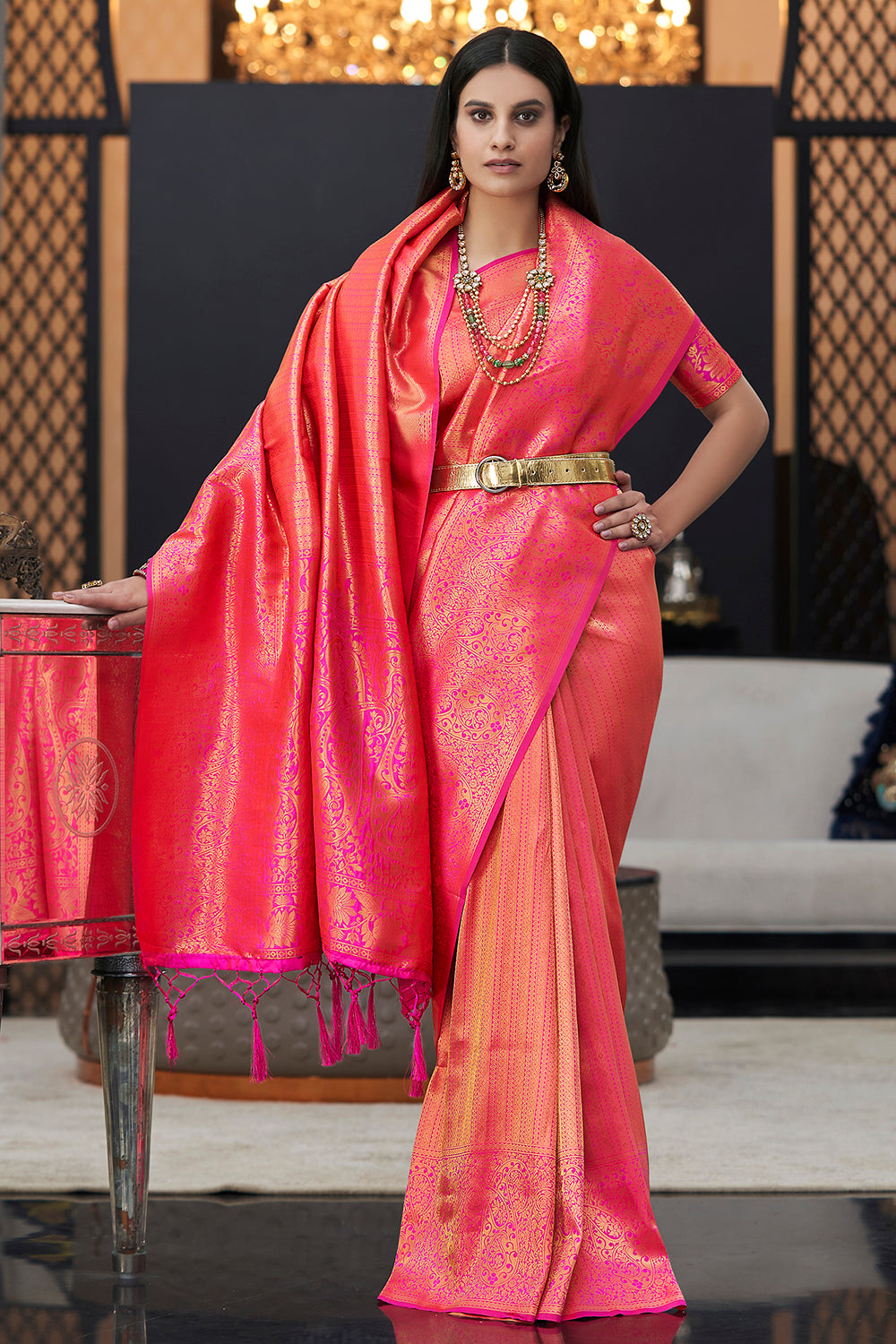 Buy MySilkLove Froly Pink Soft Kanjivaram Silk Saree Online