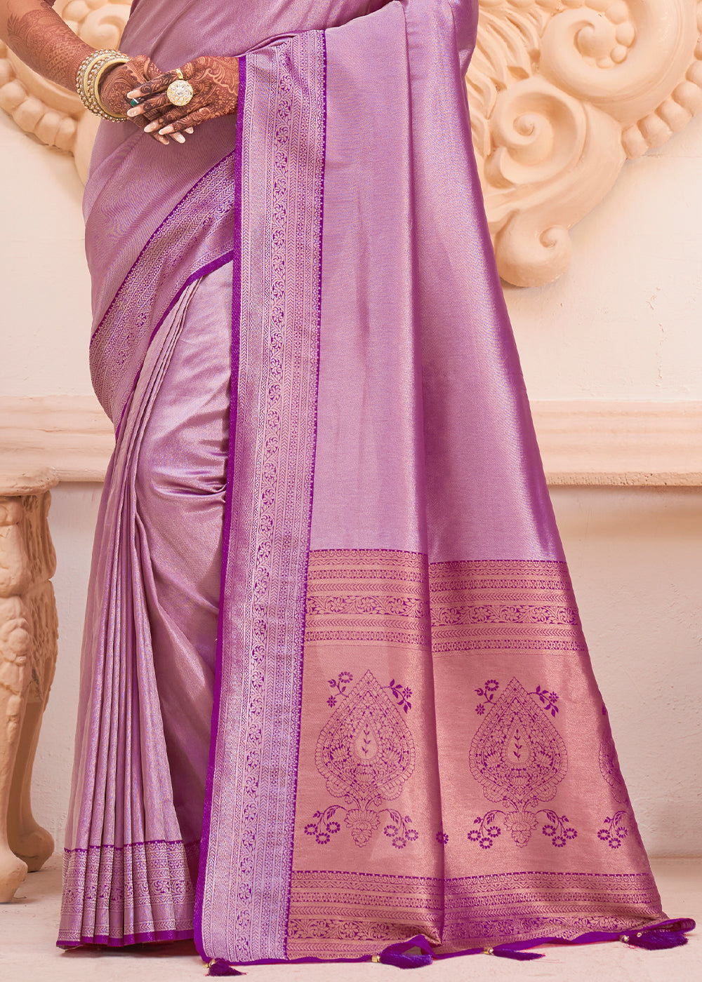 Buy MySilkLove Careys Purple Zari Woven Designer Saree Online