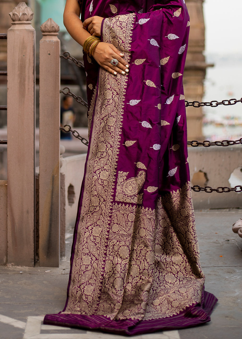 Buy MySilkLove Tyrian Purple Hand Woven Katan Pure Silk Saree Online