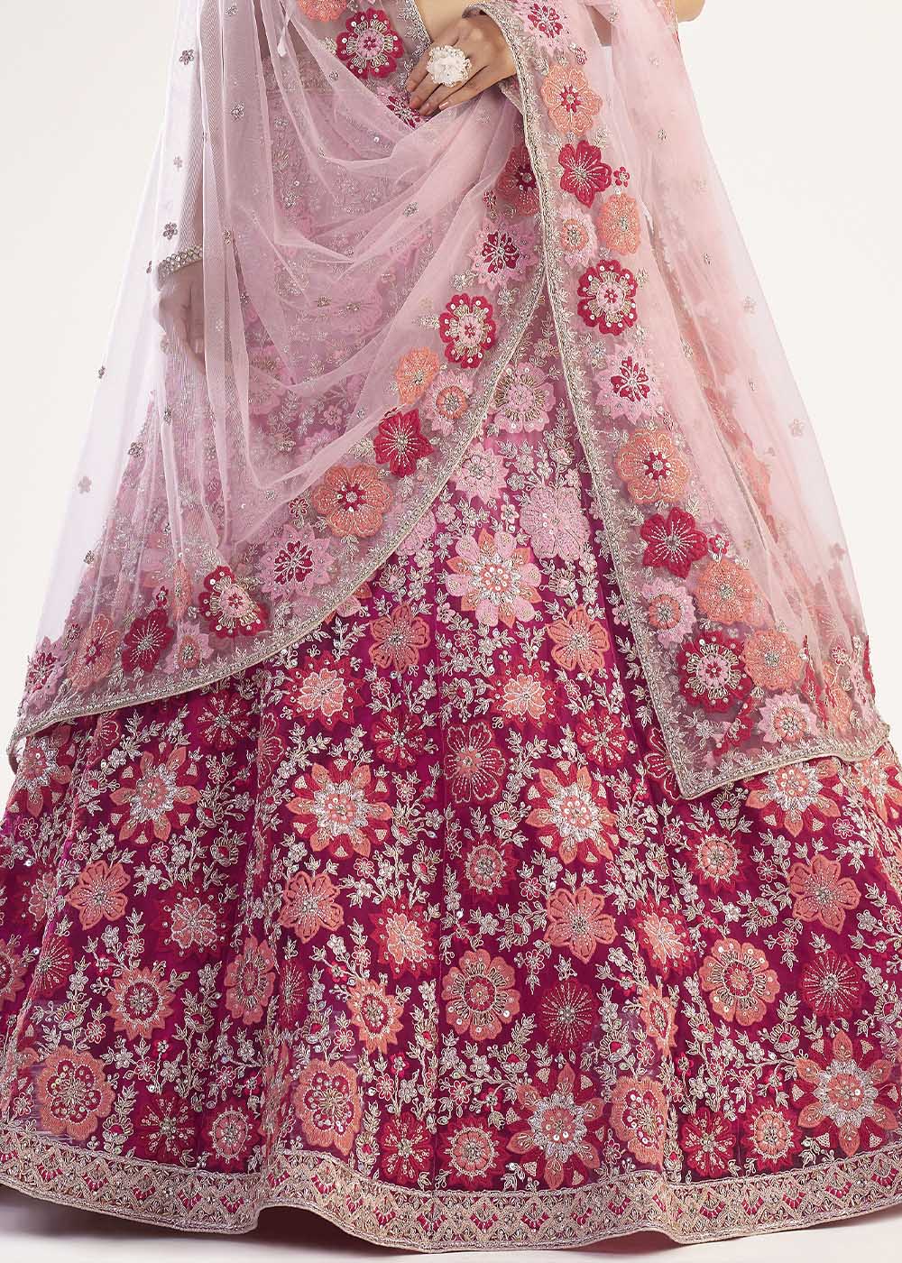 Buy MySilkLove Cinnamon Pink Net Designer Lehenga Choli Online