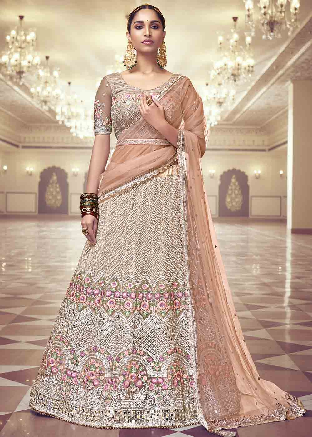 Buy MySilkLove Brandy Rose Brown Net Lehenga Choli Online