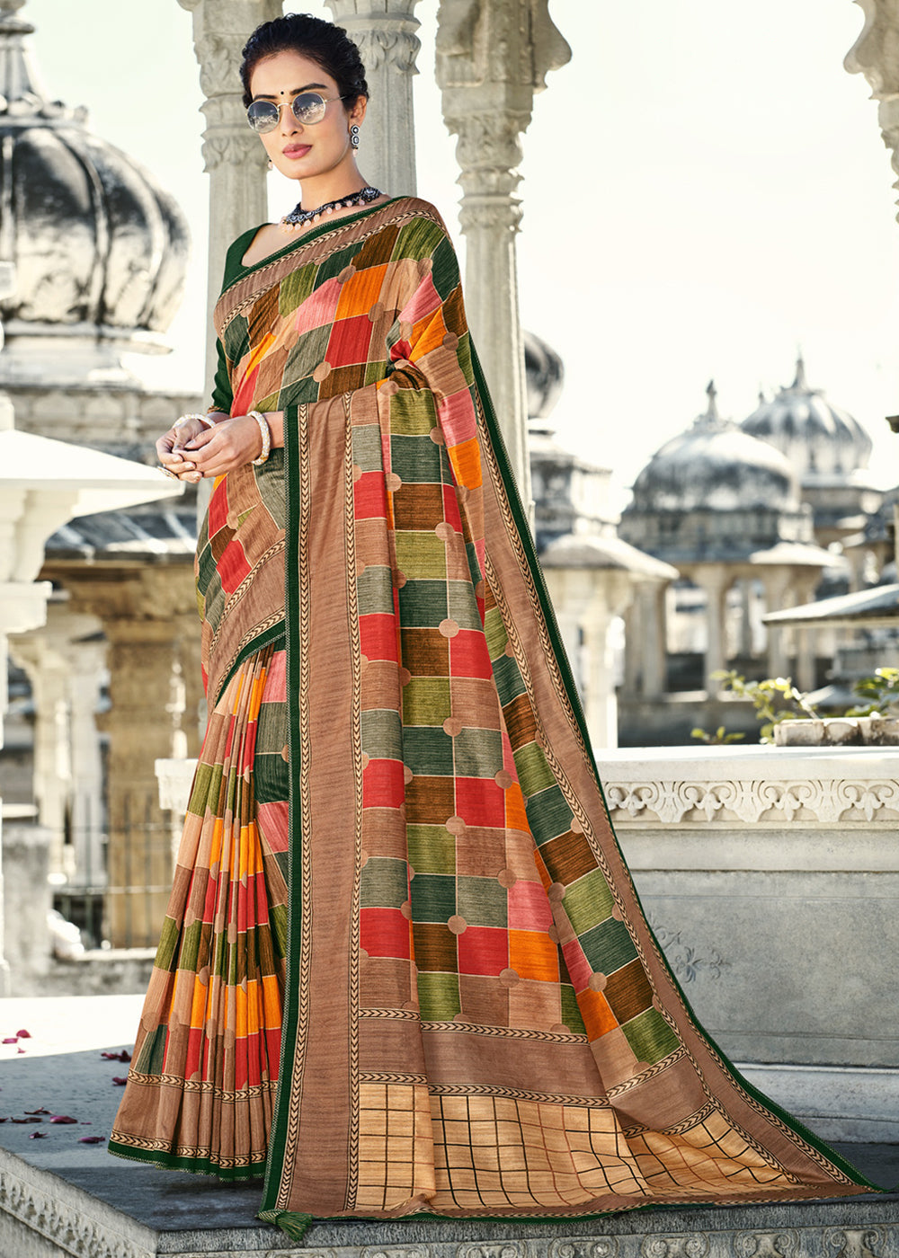 Buy MySilkLove Cape Multicolor Gadhwal Silk Saree Online