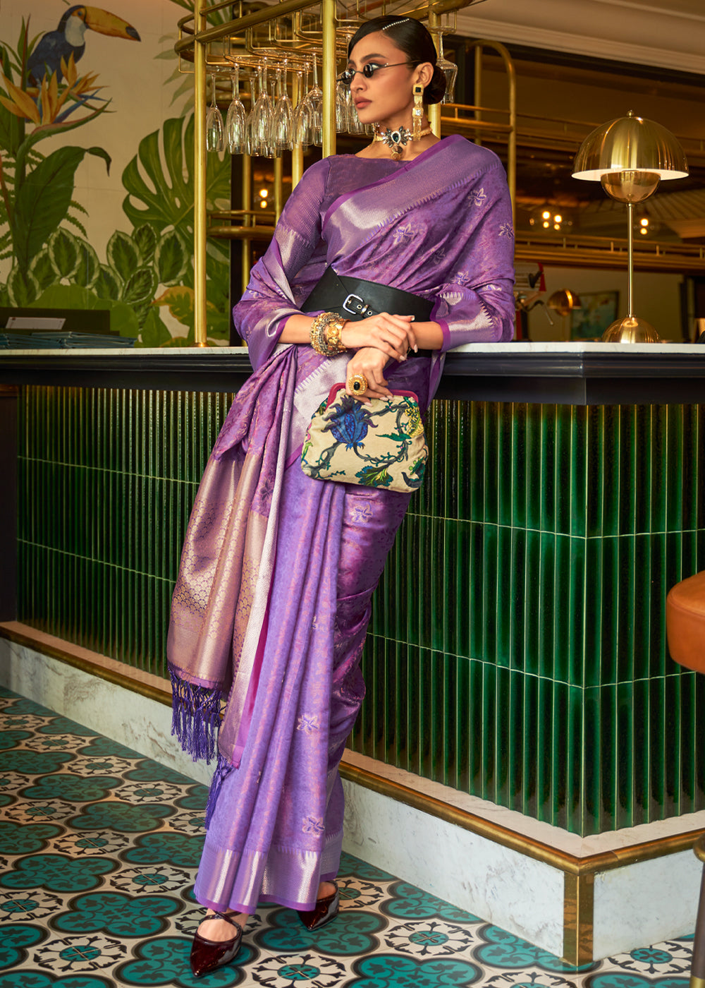 Buy MySilkLove Berry Purple Woven Organza Silk Saree Online