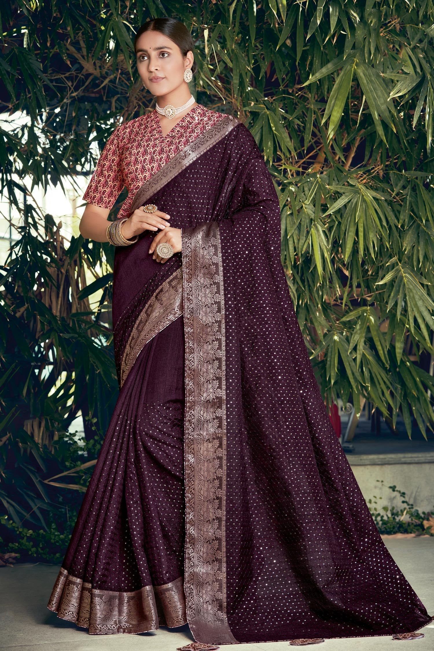 Buy MySilkLove Livid Purple Embroidered Cotton Saree Online