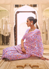 Thistle Purple Banarasi Jamawar Woven Silk Saree