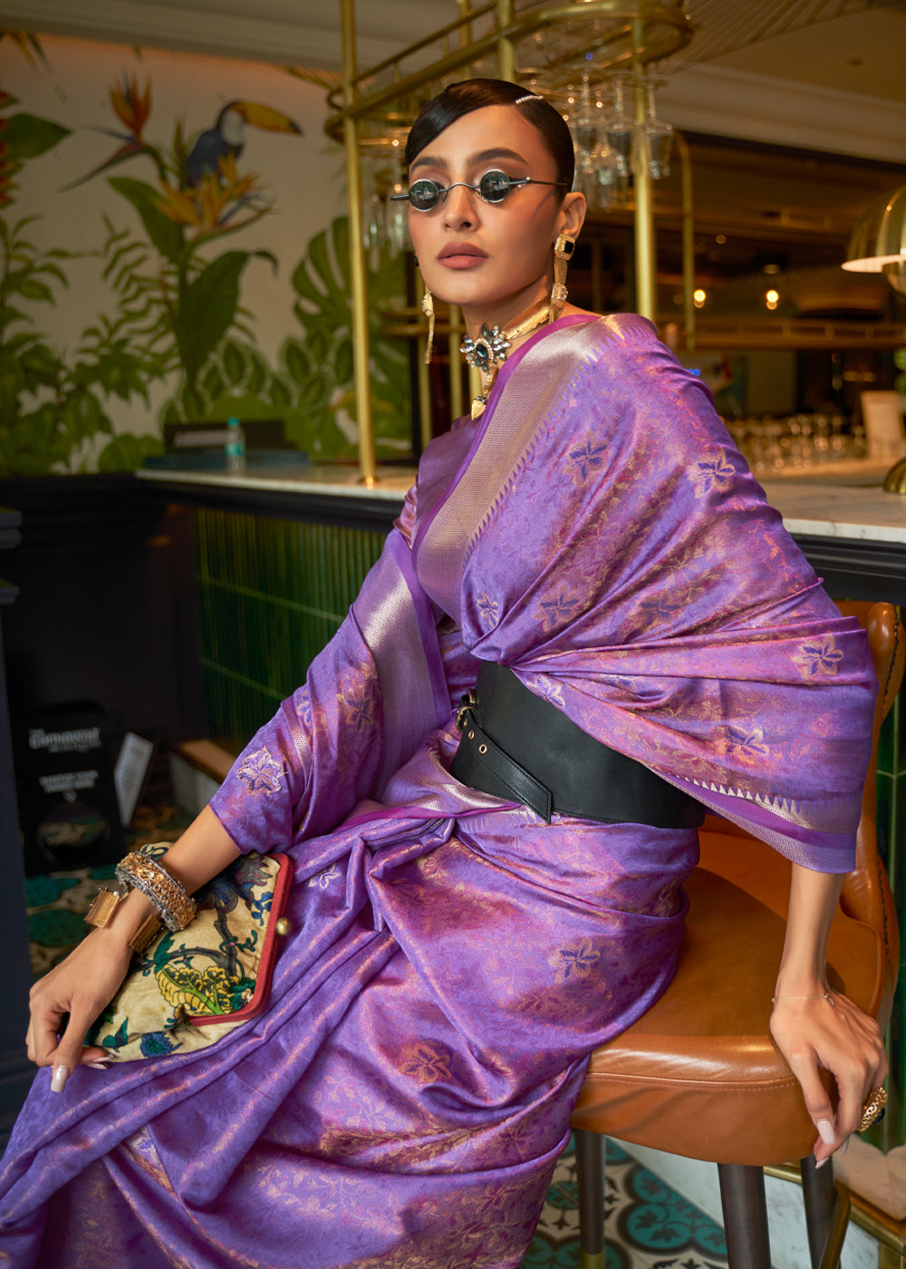 MySilkLove Berry Purple Woven Organza Silk Saree