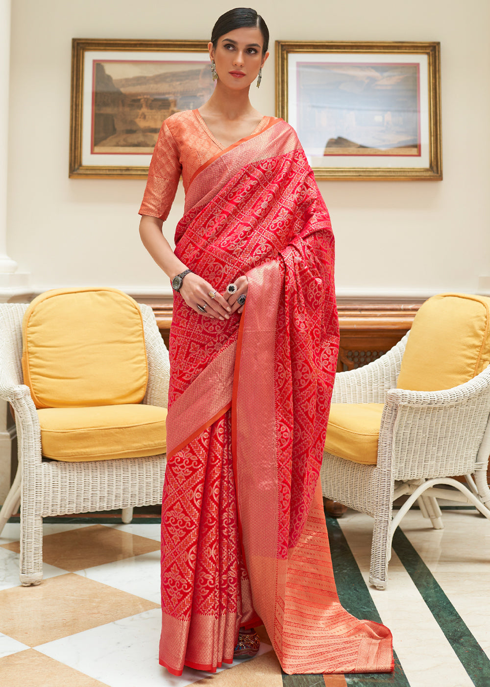 Buy MySilkLove Jasper Red Woven Patola Silk Saree Online