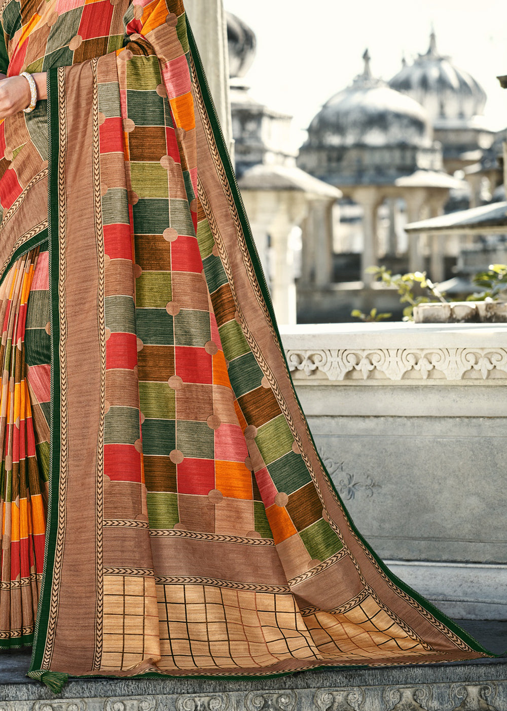 Buy MySilkLove Cape Multicolor Gadhwal Silk Saree Online