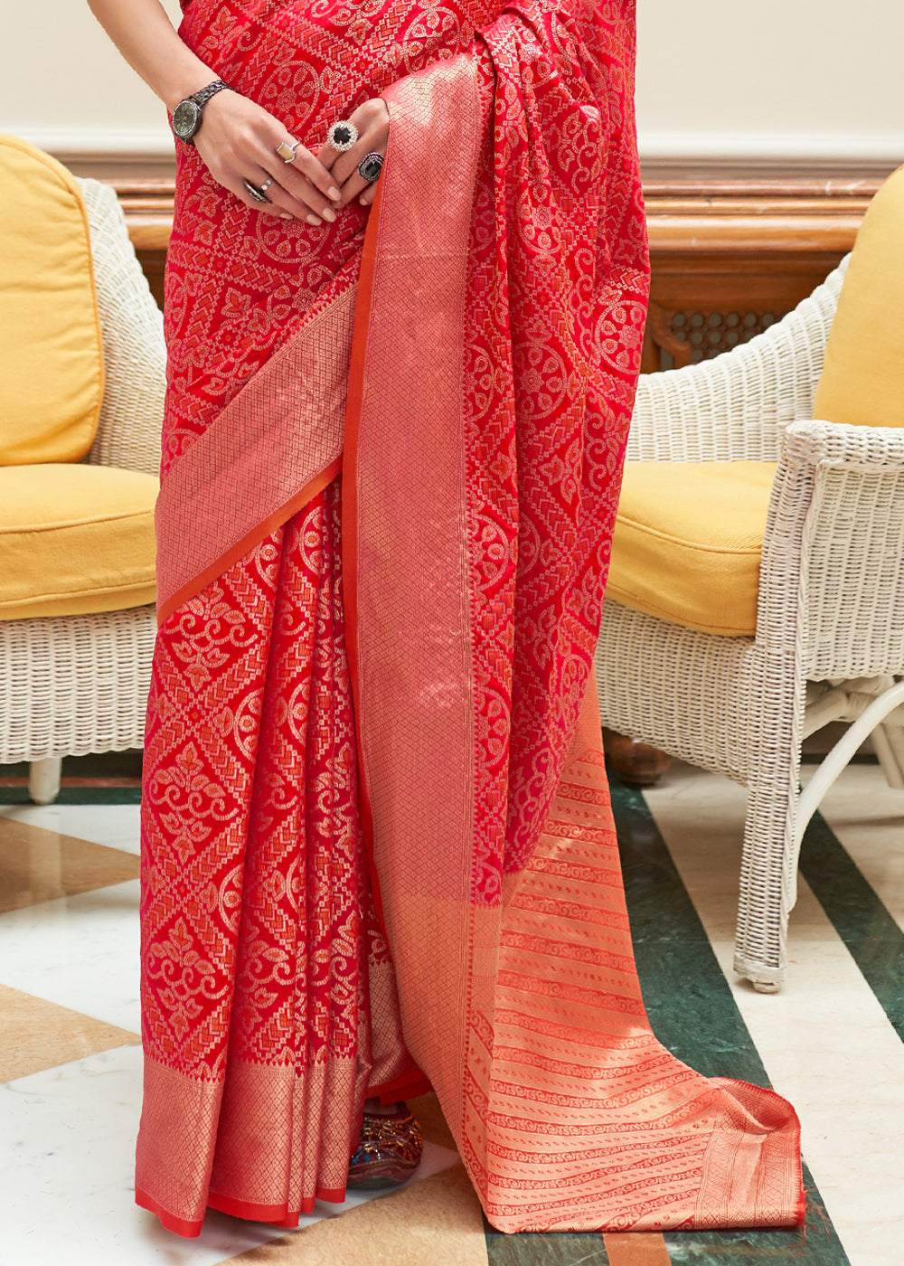 Buy MySilkLove Jasper Red Woven Patola Silk Saree Online