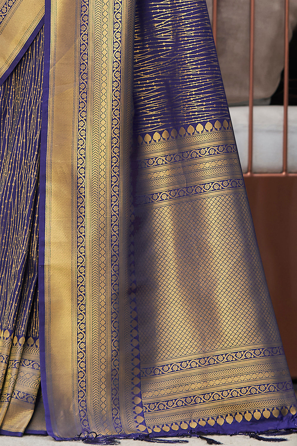 Buy MySilkLove Mulled Blue Soft Kanjivaram Silk Saree Online