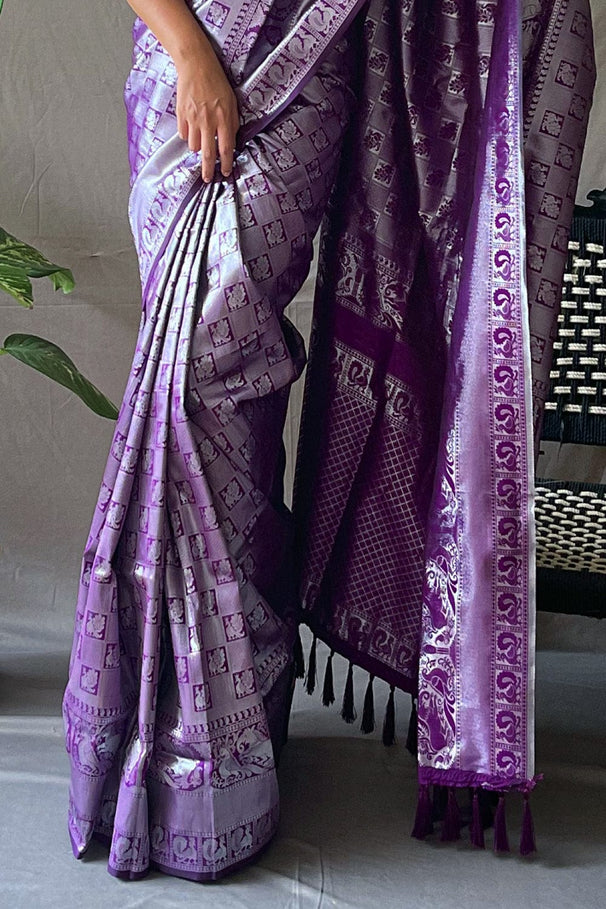 Buy MySilkLove Plum Purple Kanjivaram Silk Saree Online