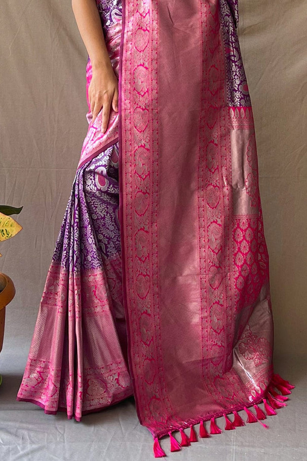 Buy MySilkLove Camelot Purple and Pink Kanjivaram Silk Saree Online