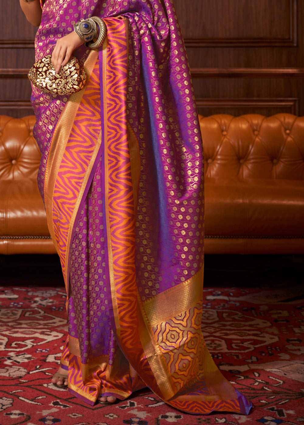 Buy MySilkLove Mystic Purple Woven Banarasi silk saree Online