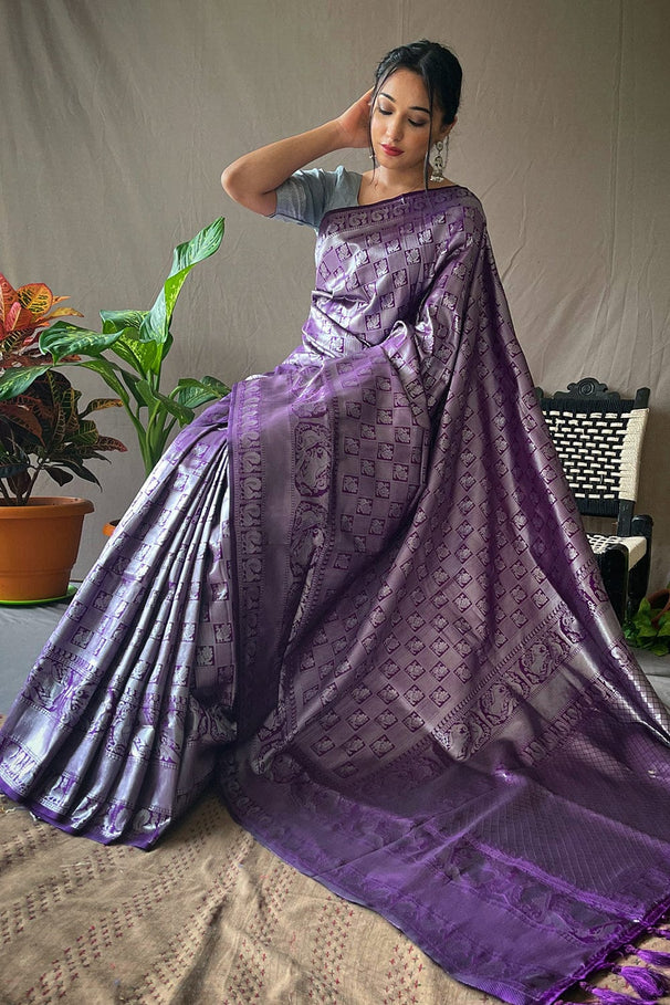 MySilkLove Plum Purple Kanjivaram Silk Saree