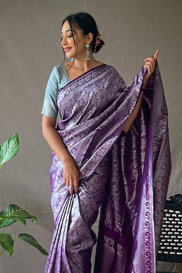 Buy MySilkLove Plum Purple Kanjivaram Silk Saree Online