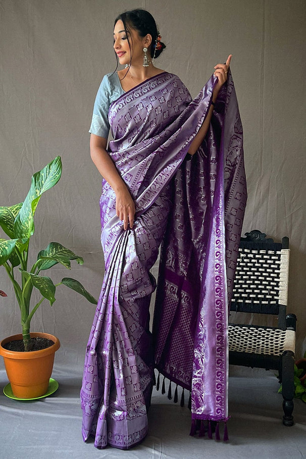 Buy MySilkLove Plum Purple Kanjivaram Silk Saree Online