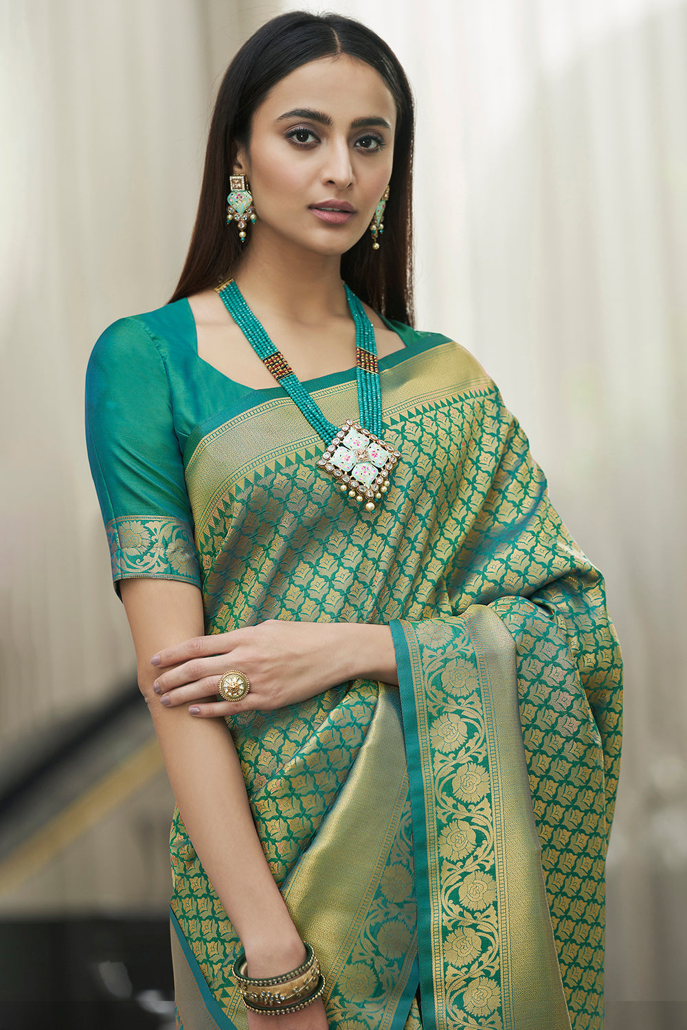 MySilkLove Viridian Green Soft Kanjivaram Silk Saree