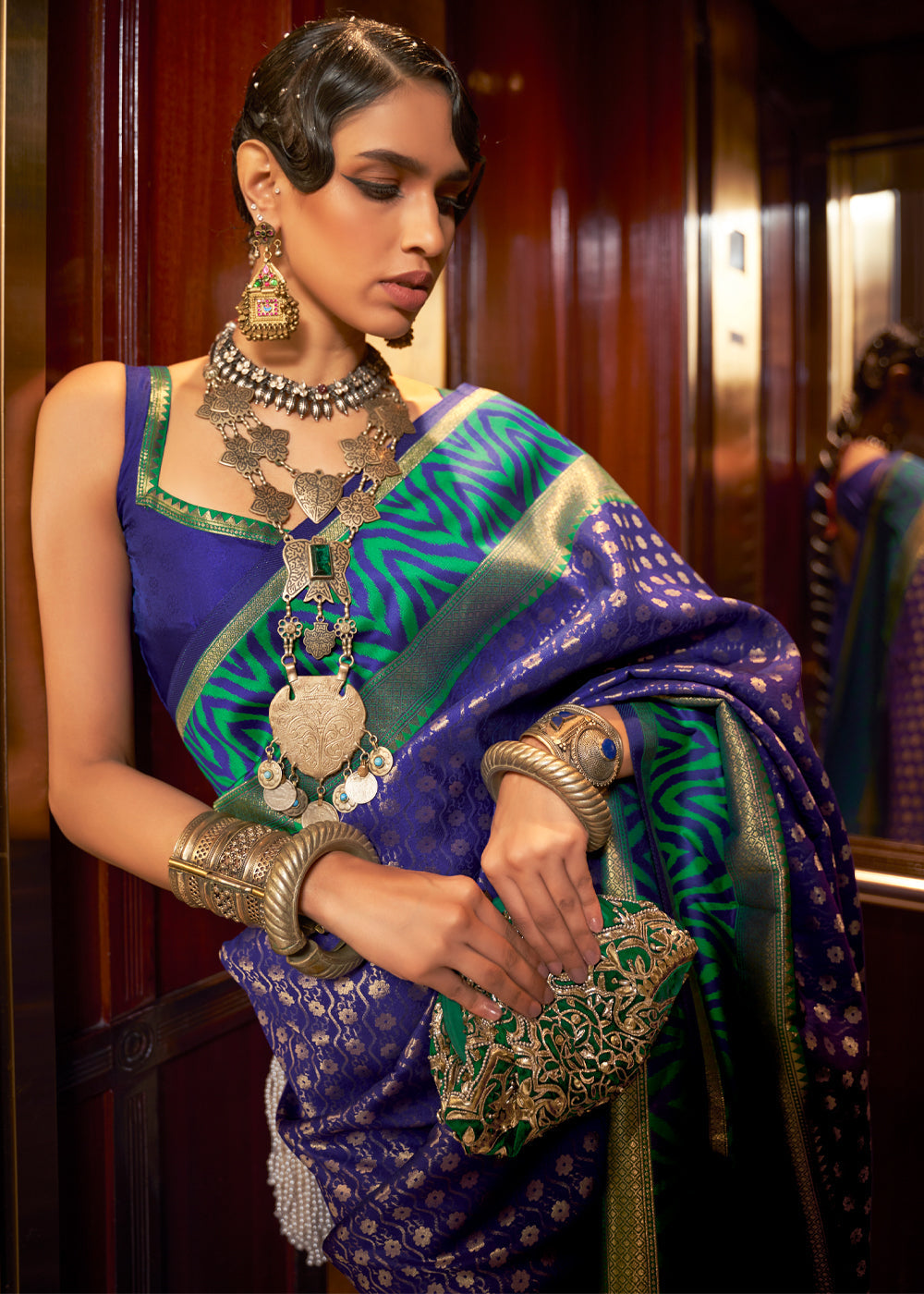 MySilkLove Victoria Blue Woven Banarasi silk saree