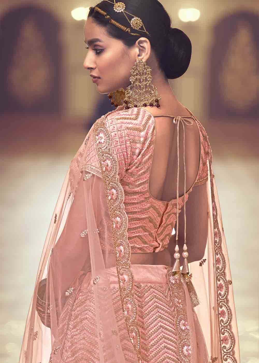 Buy MySilkLove Petite Pink Net Lehenga Choli Online