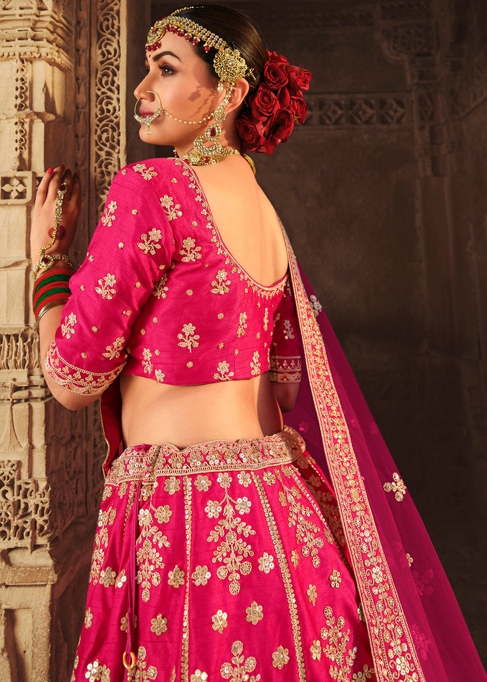 Buy MySilkLove Cabaret Pink Silk Lehenga Choli With Heavy Zari Embroidery Online