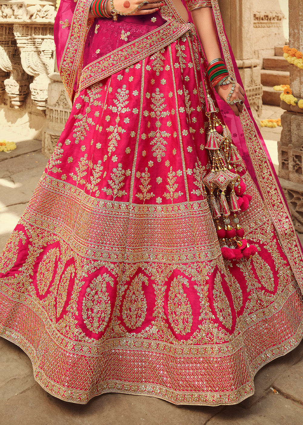 Buy MySilkLove Cabaret Pink Silk Lehenga Choli With Heavy Zari Embroidery Online