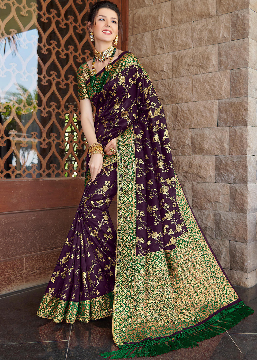 Buy MySilkLove Haiti Purple Zari Woven Banarasi Silk Saree Online