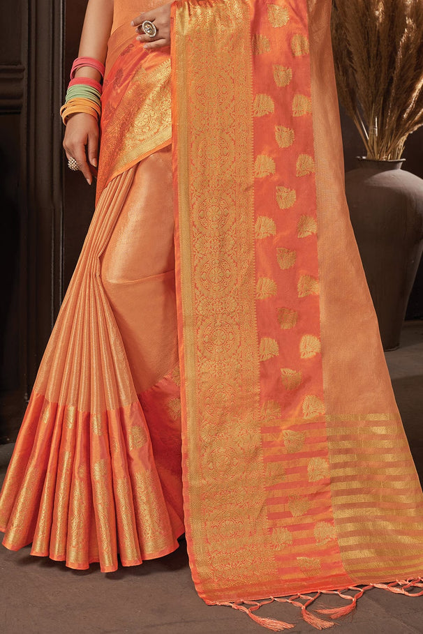 Buy MySilkLove Apricot Orange Organza Saree Online