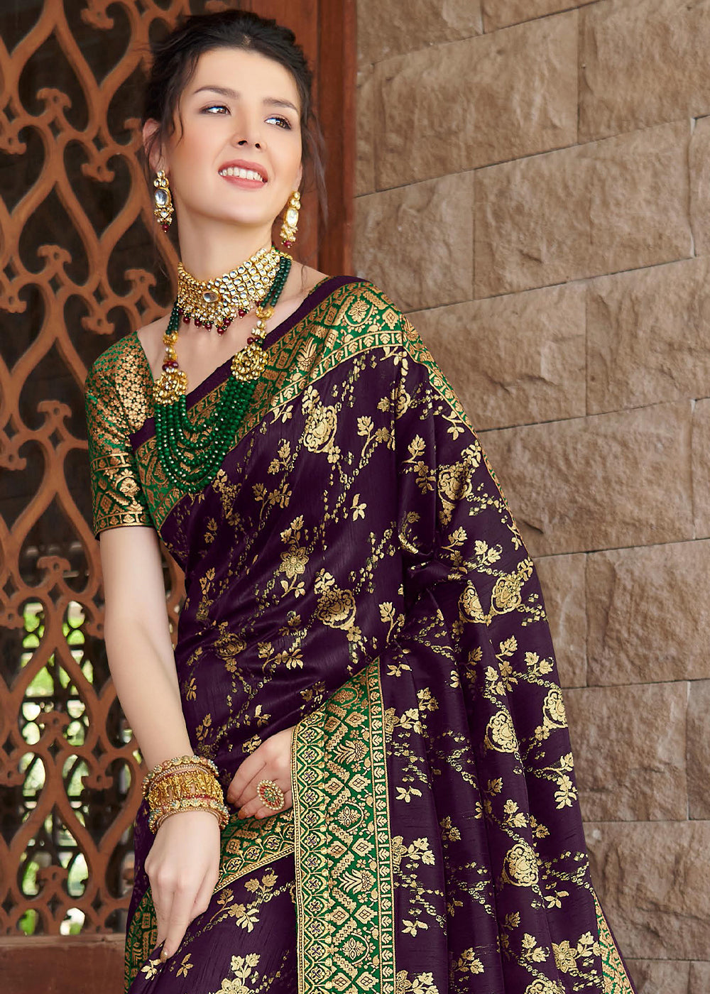 Buy MySilkLove Haiti Purple Zari Woven Banarasi Silk Saree Online