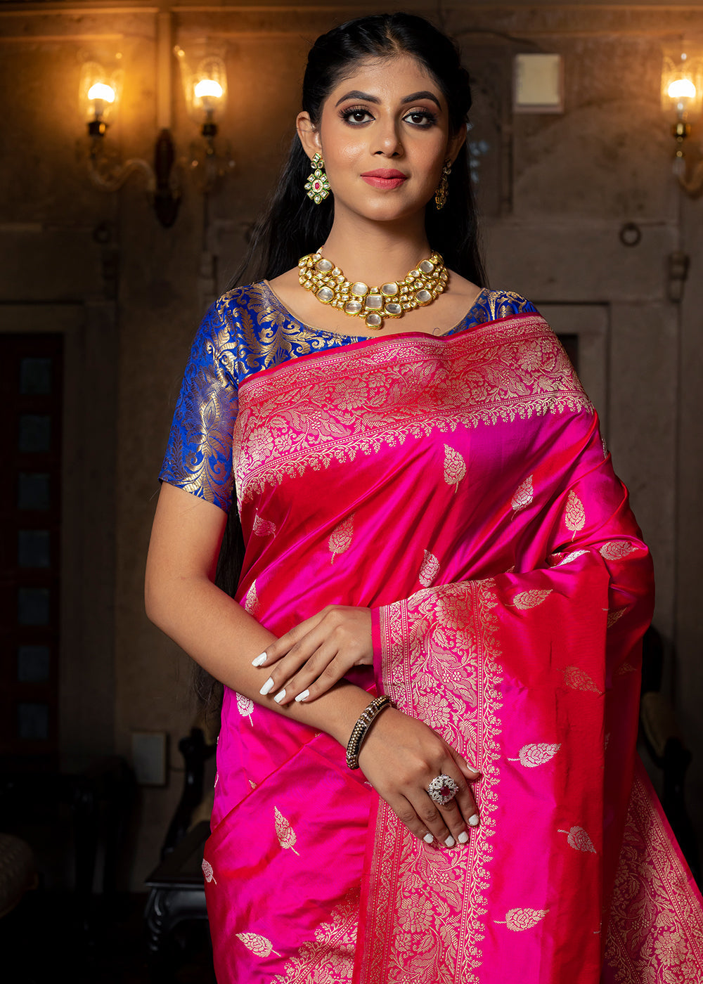 Buy MySilkLove Persian Rose Pink Hand Woven Katan Pure Silk Saree Online