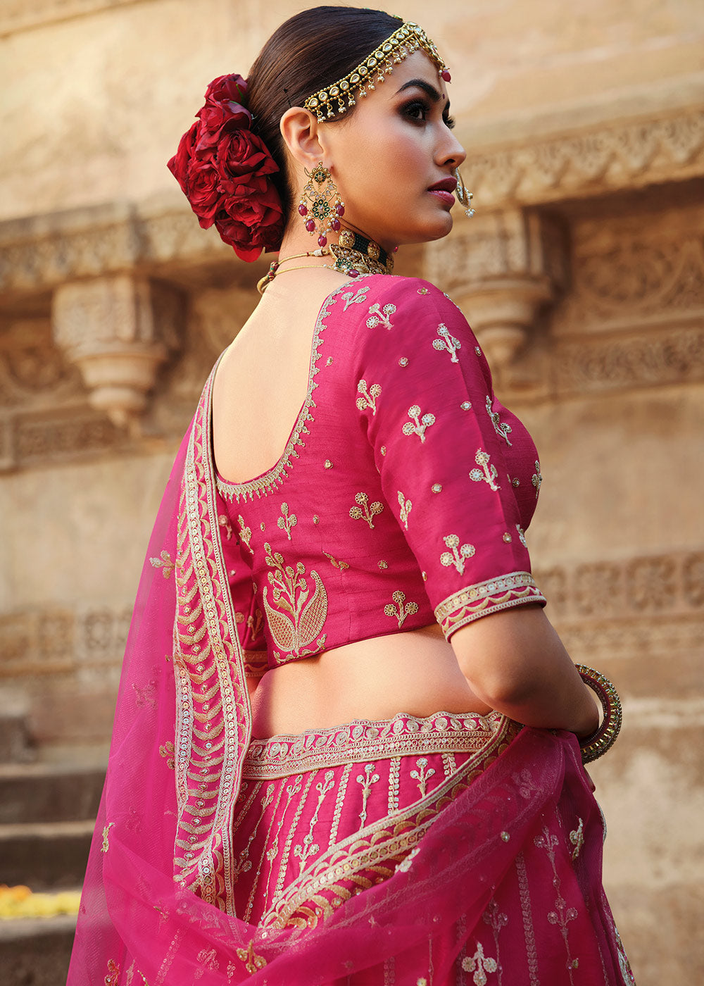 Buy MySilkLove Rose Pearl Pink Silk Lehenga Choli With Heavy Zari Embroidery Online