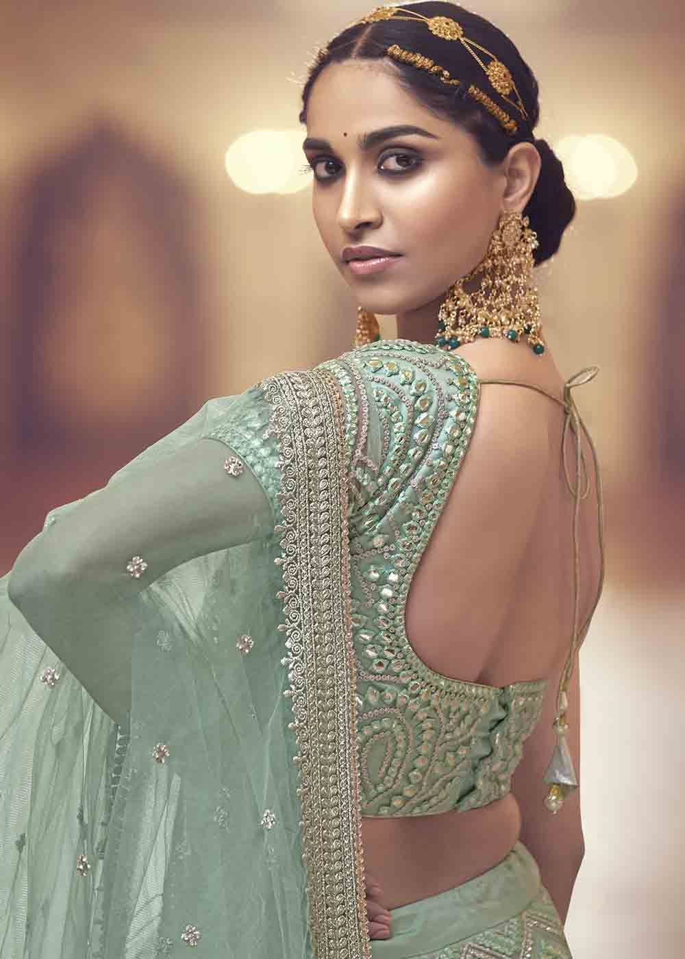 Buy MySilkLove Edward Green Net Lehenga Choli Online