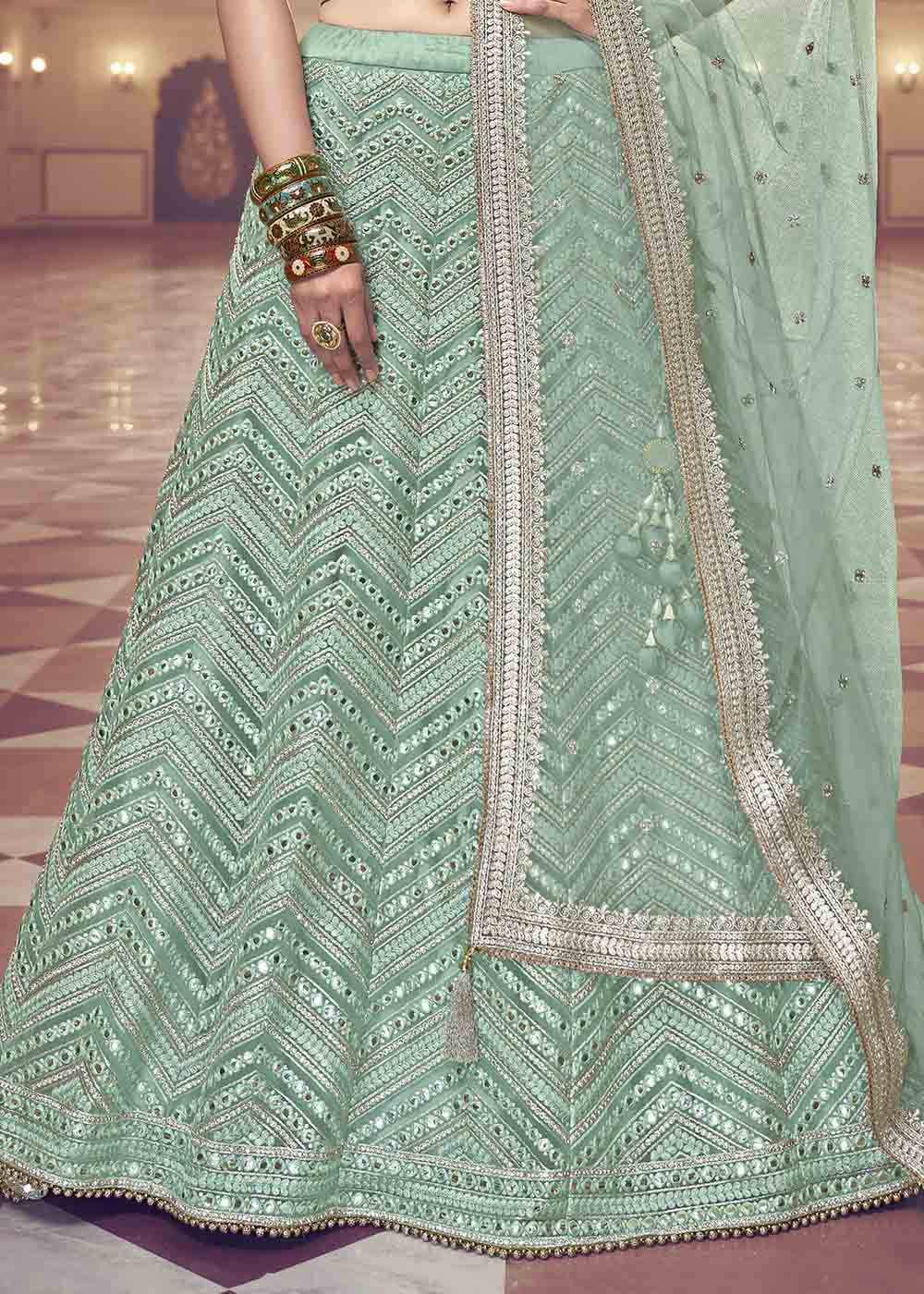 Buy MySilkLove Edward Green Net Lehenga Choli Online