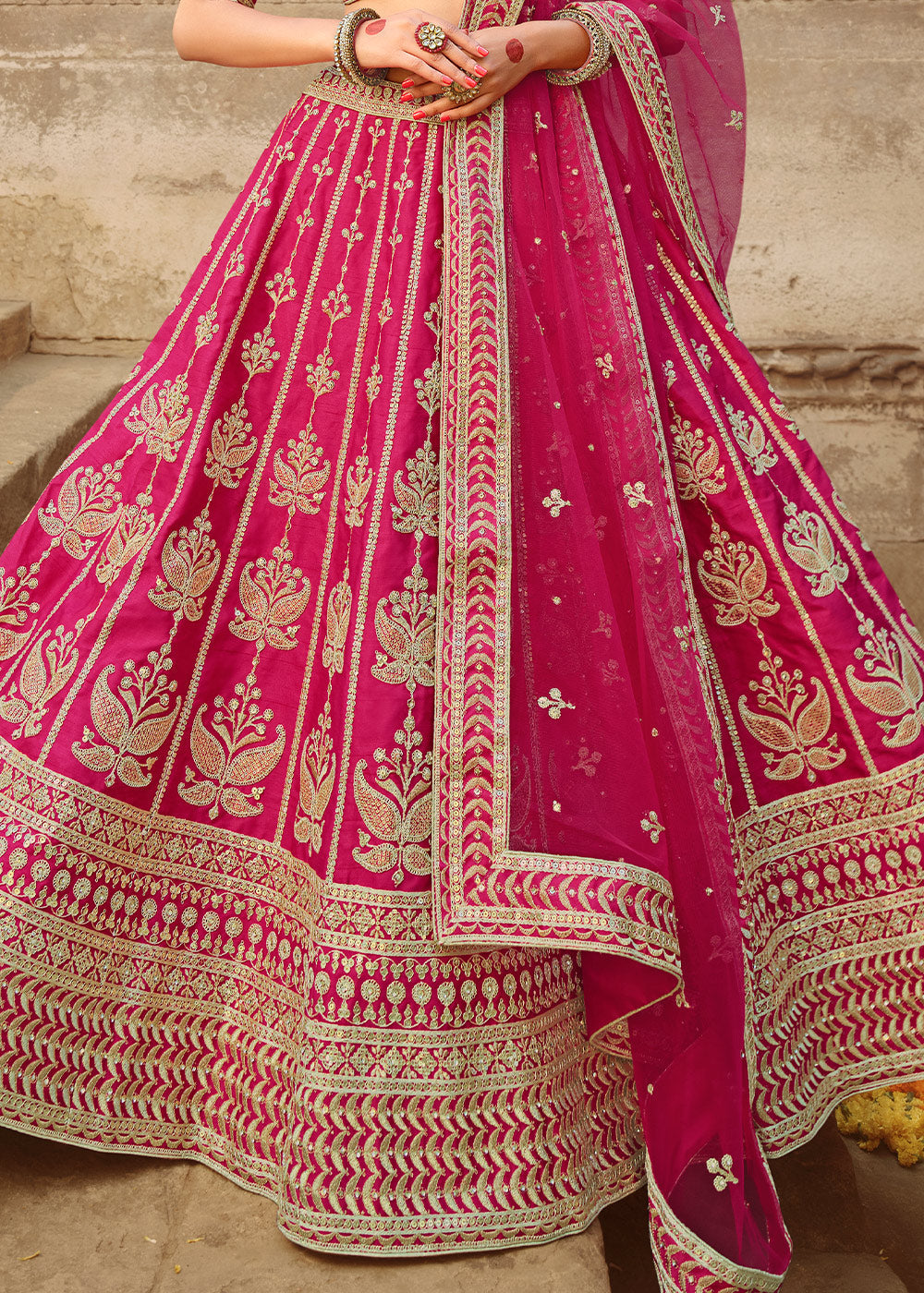 Buy MySilkLove Rose Pearl Pink Silk Lehenga Choli With Heavy Zari Embroidery Online