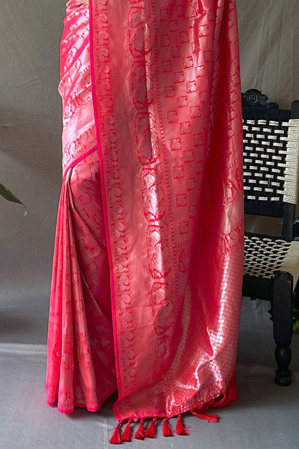 Buy MySilkLove Burnt Sienna Pink Kanjivaram Silk Saree Online