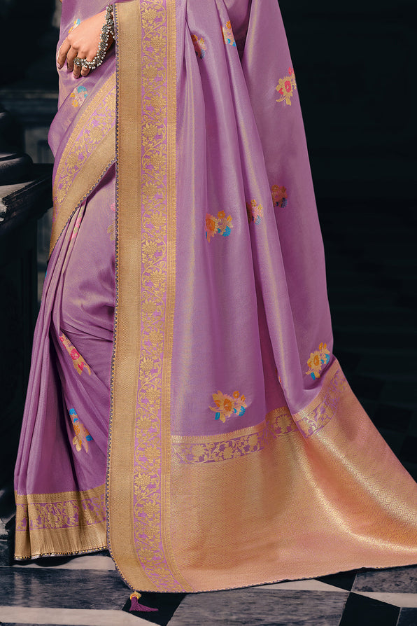 Buy MySilkLove Razzmic Purple Zari Woven Banarasi Saree Online