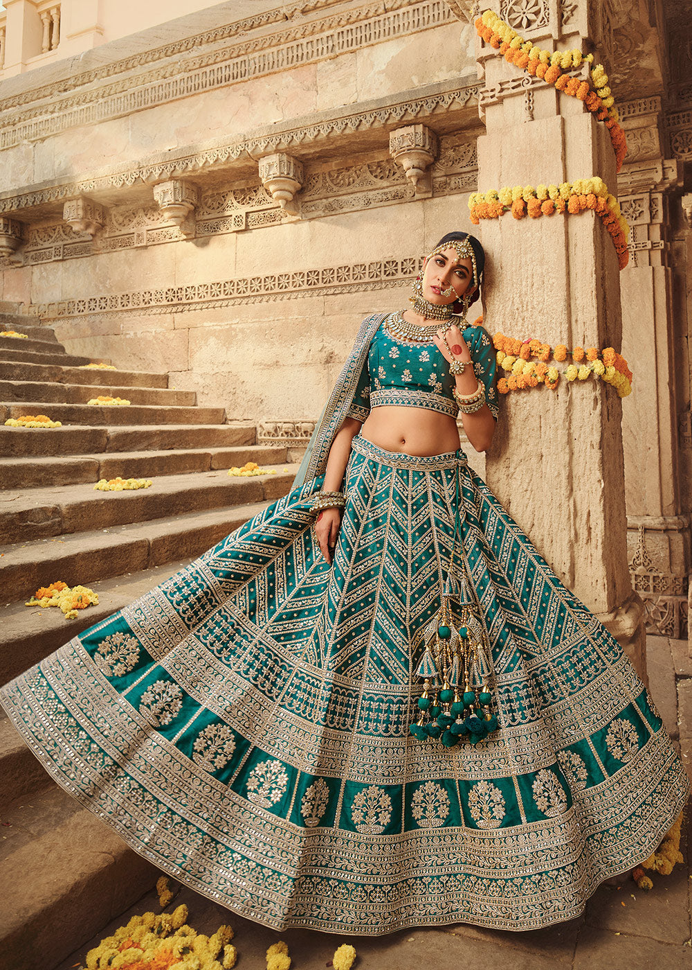 Buy MySilkLove Corduroy Blue Silk Lehenga Choli With Heavy Zari Embroidery Online