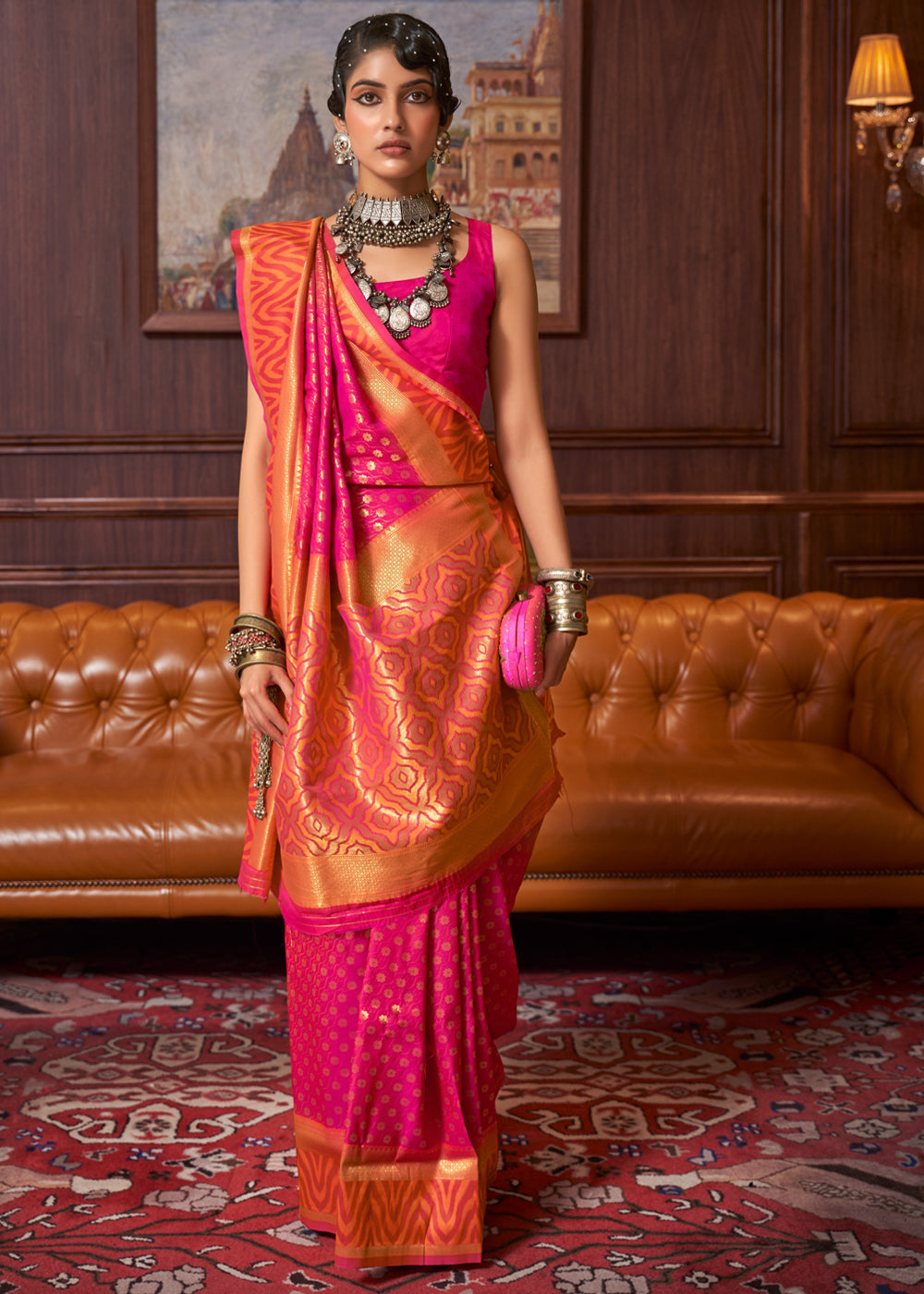 MySilkLove Jelly Bean Pink Woven Banarasi Silk saree