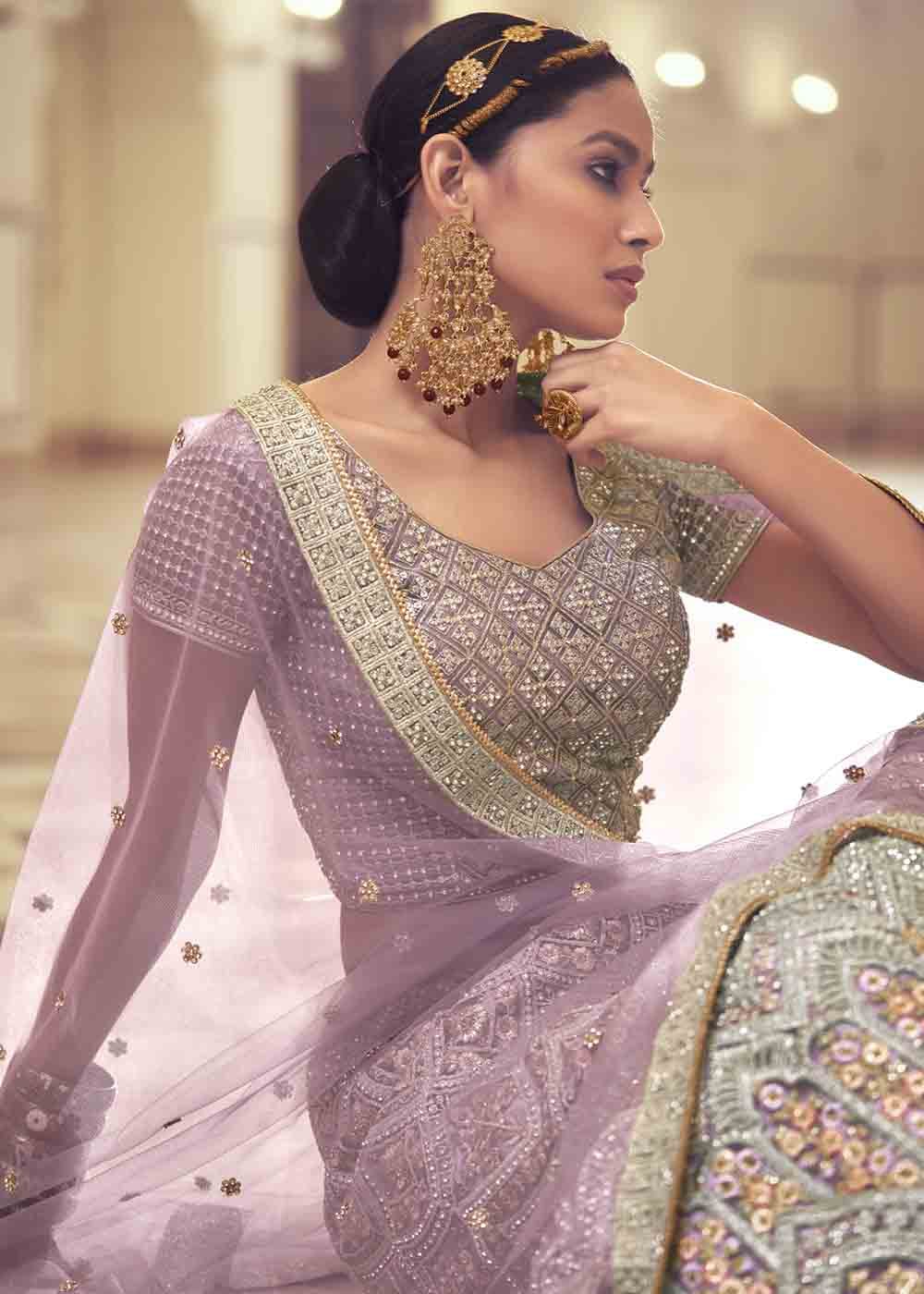 Buy MySilkLove Lily Purple Net Lehenga Choli Online