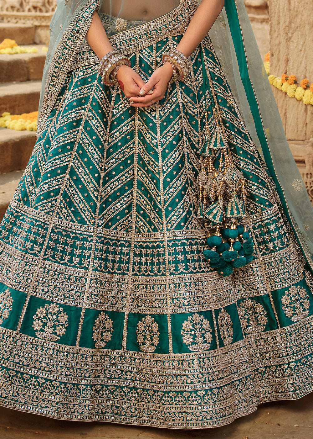 Buy MySilkLove Corduroy Blue Silk Lehenga Choli With Heavy Zari Embroidery Online