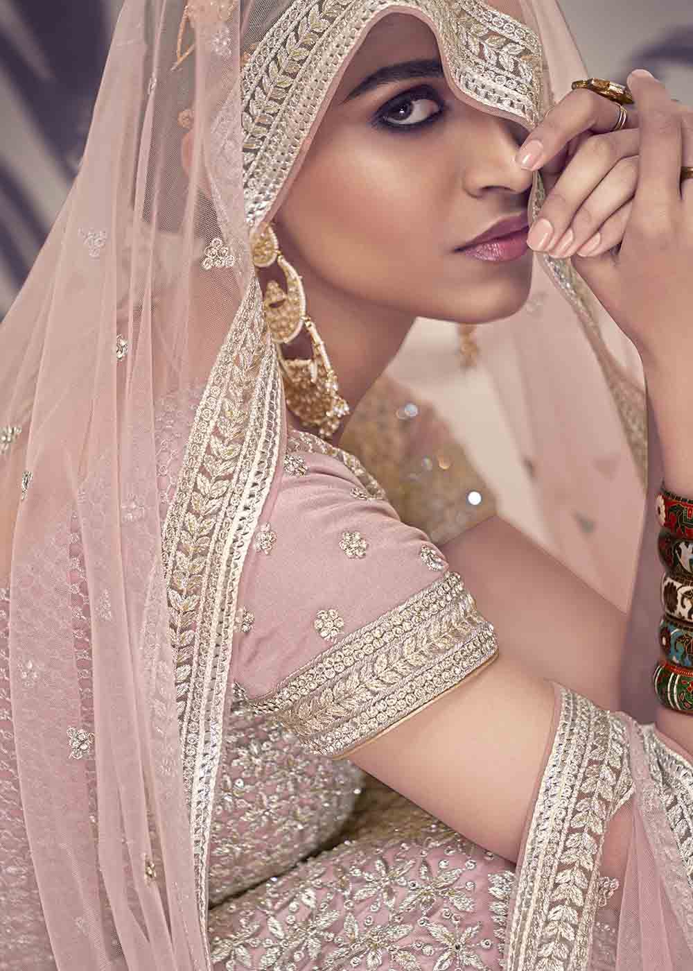 Buy MySilkLove Tuft Bush Pink Net Lehenga Choli Online