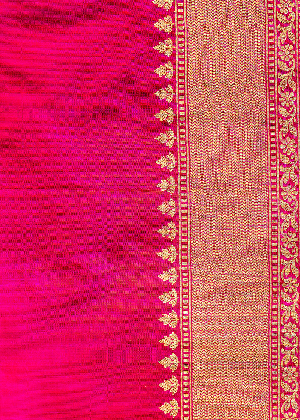 Buy MySilkLove Razzle Pink Hand Woven Katan Pure Silk Saree Online