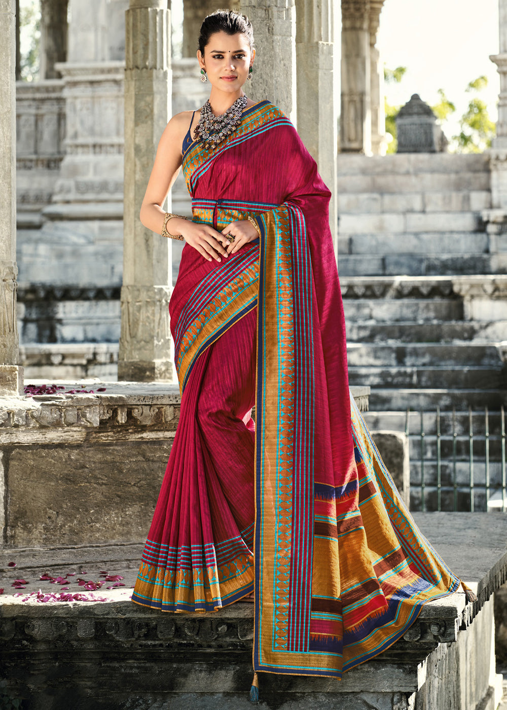 Buy MySilkLove Merlot Red Gadhwal Silk Saree Online