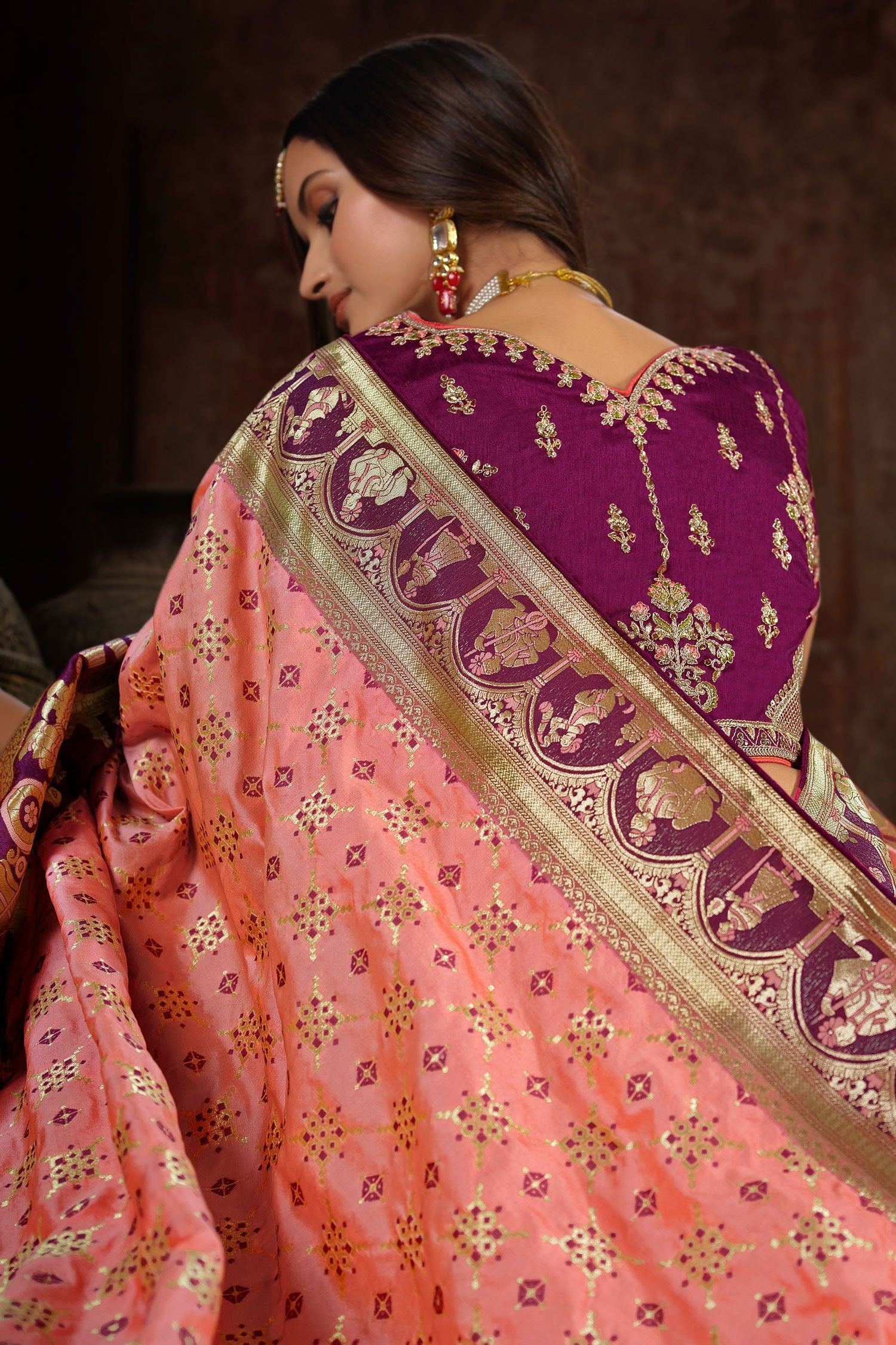 Buy MySilkLove Froly Pink and Purple Designer Banarasi Woven Silk Saree Online