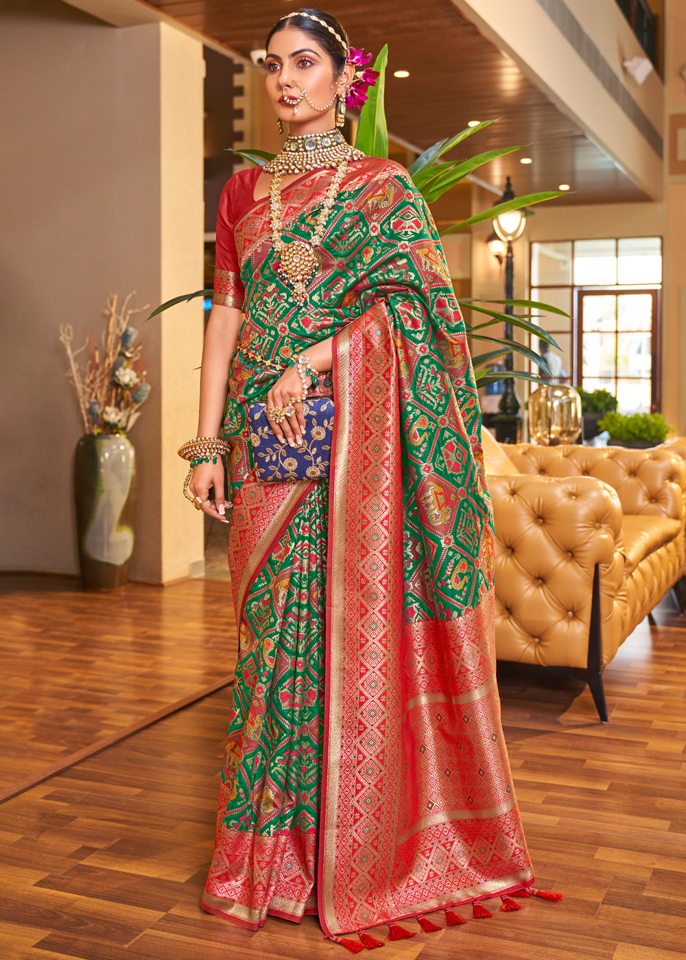 Buy MySilkLove Jewel Green Woven Banarasi Patola Silk Saree Online