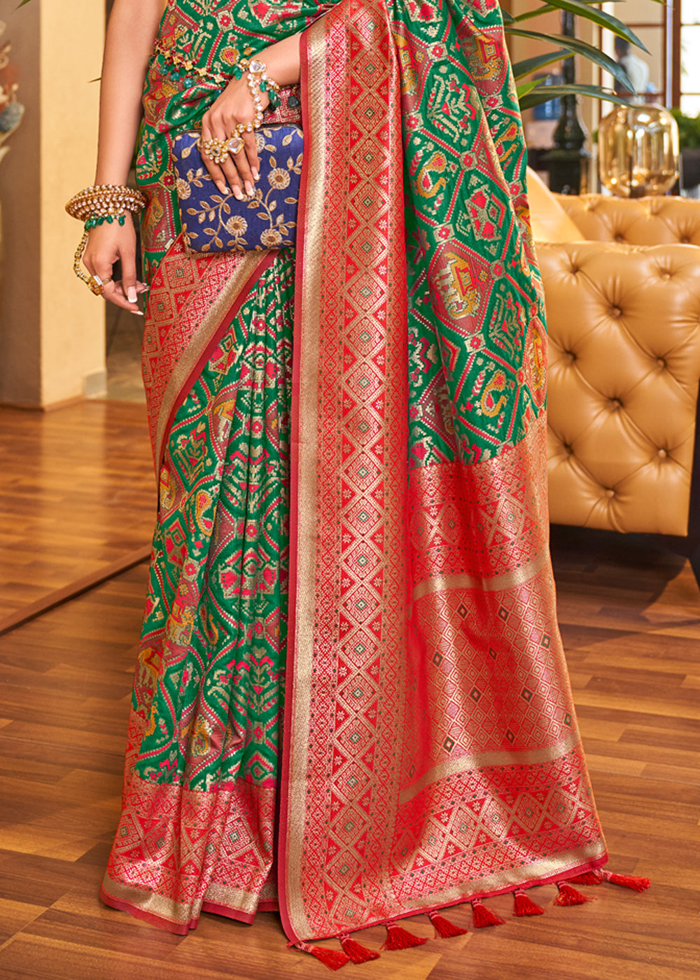 Buy MySilkLove Jewel Green Woven Banarasi Patola Silk Saree Online