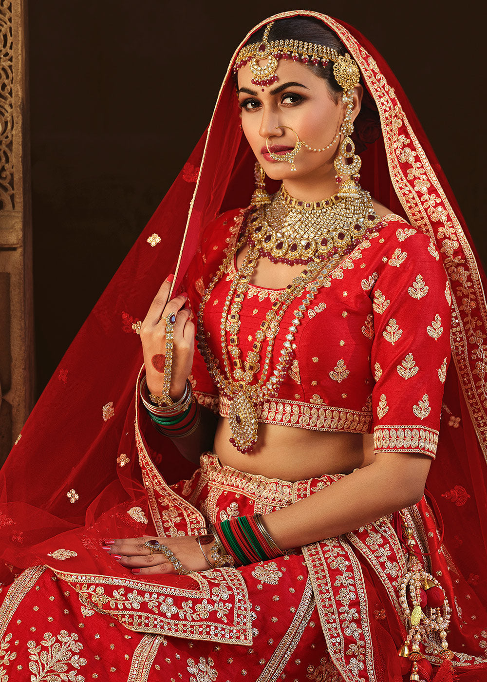 Buy MySilkLove Red Salsa Silk Lehenga Choli With Heavy Zari Embroidery Online