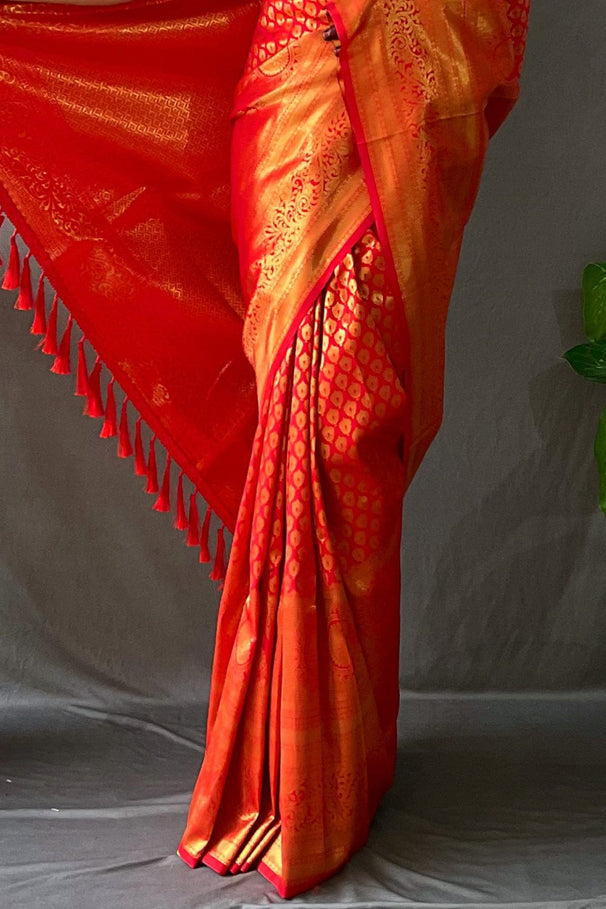 Buy MySilkLove Monza Red Kanjivaram Silk Saree Online