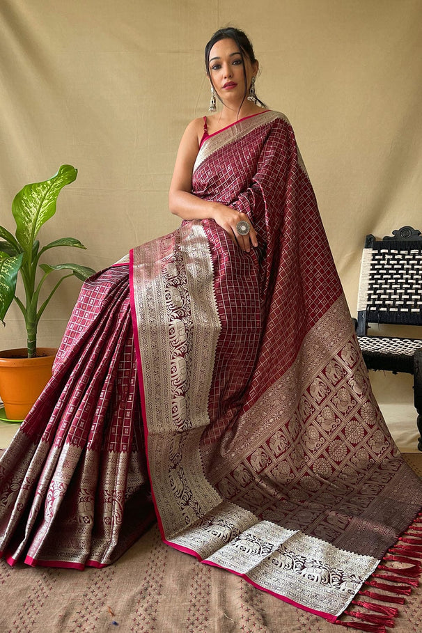 Buy MySilkLove Aubergine Purple Kanjivaram Silk Saree Online