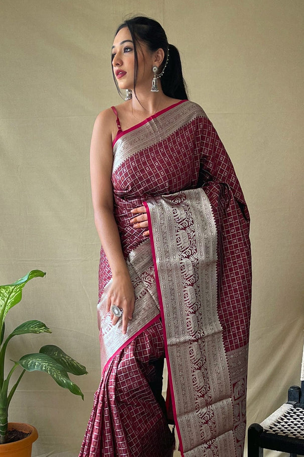 Buy MySilkLove Aubergine Purple Kanjivaram Silk Saree Online